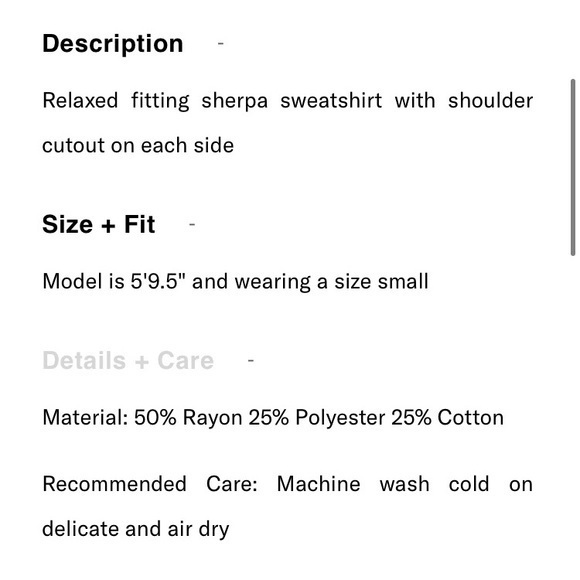 LNA‎ Embla Sherpa Sweatshirt in Elm Green XS - Picture 10 of 10